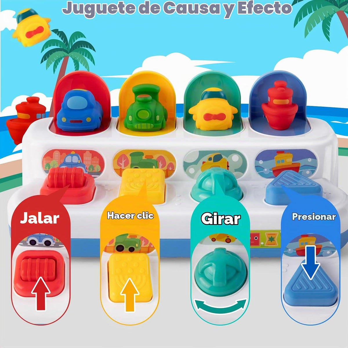 Juguete interactivo de vehículo emergente de causa y efecto para ni...