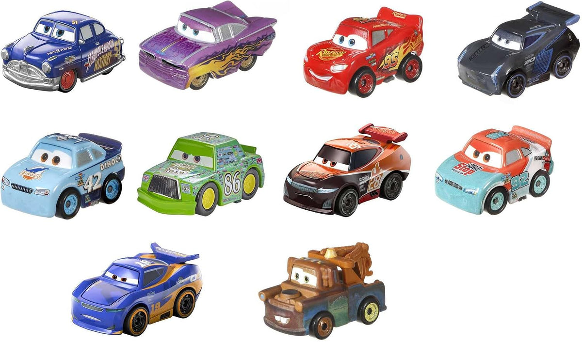 Mattel Disney Pixar Cars Mini Racers, paquete de 10 vehículos colec...