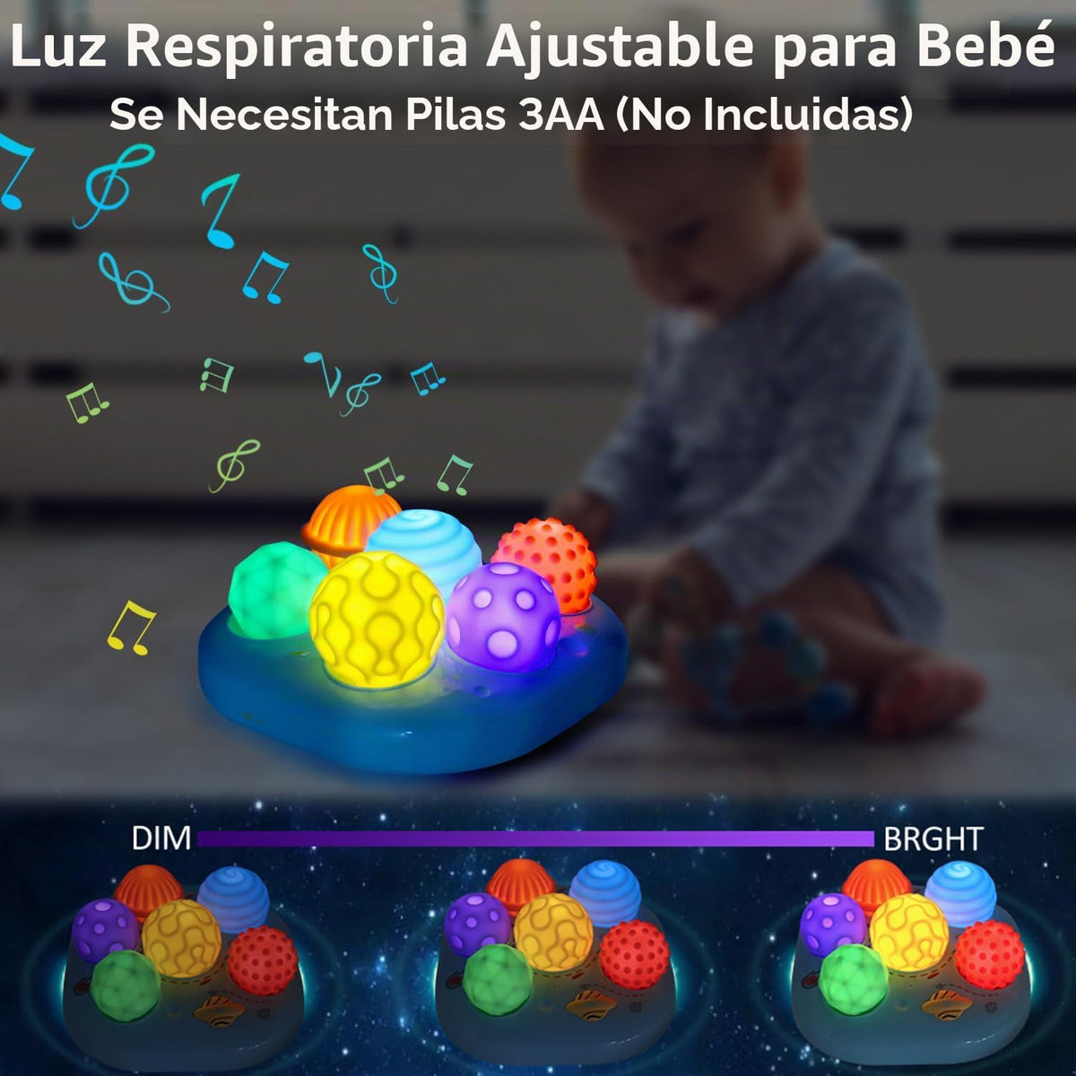 Tsomtto Pelotas sensoriales para bebés de 6 a 12 meses iluminan el...