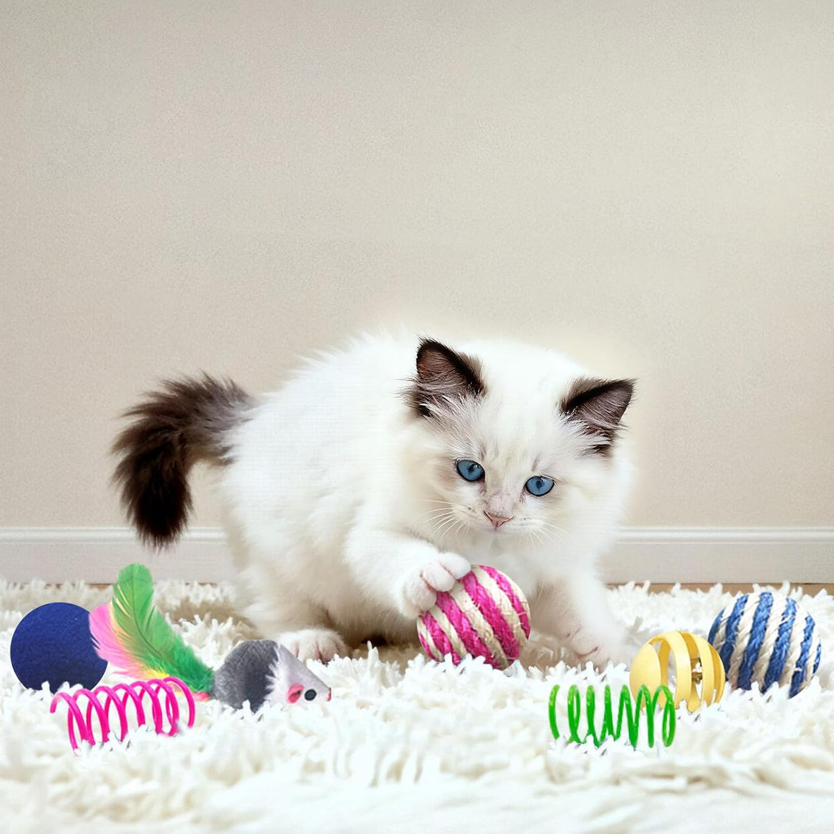AGYM Juguetes para gatos de interior, 35 paquetes de juguetes inter...