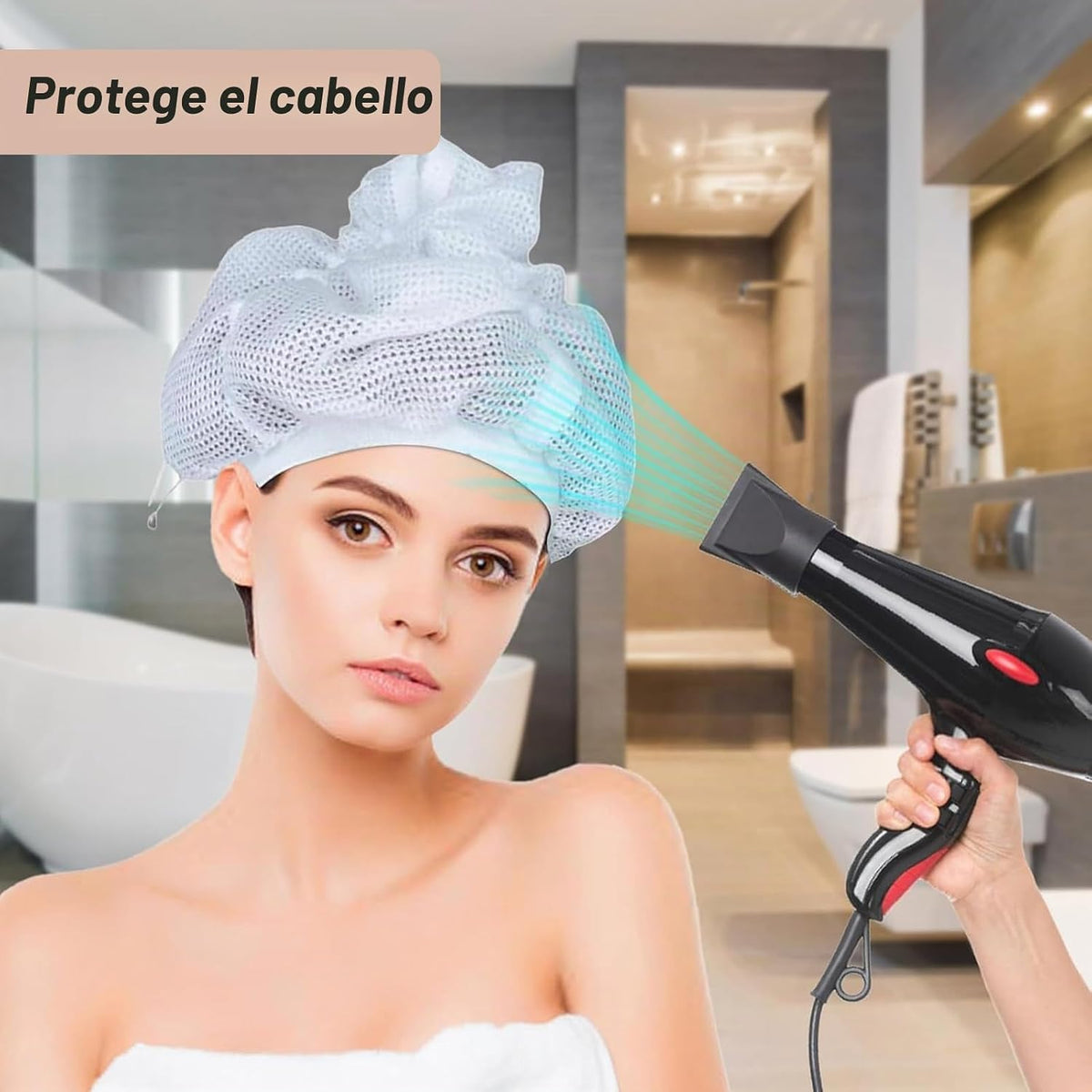 Gorro de red, diseño especial para cabello rizado, reduce el encres...