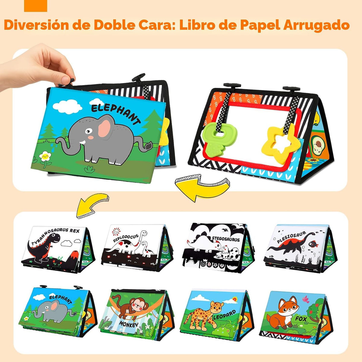 Juguetes para bebés 0-6 meses - Juego de tiempo de barriga en negro...