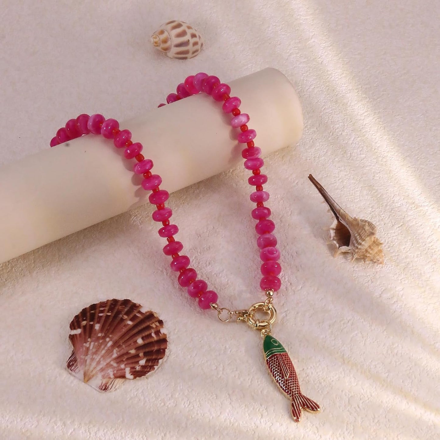 GLRITY Collares bohemios de peces con cuentas para mujer, collar de...