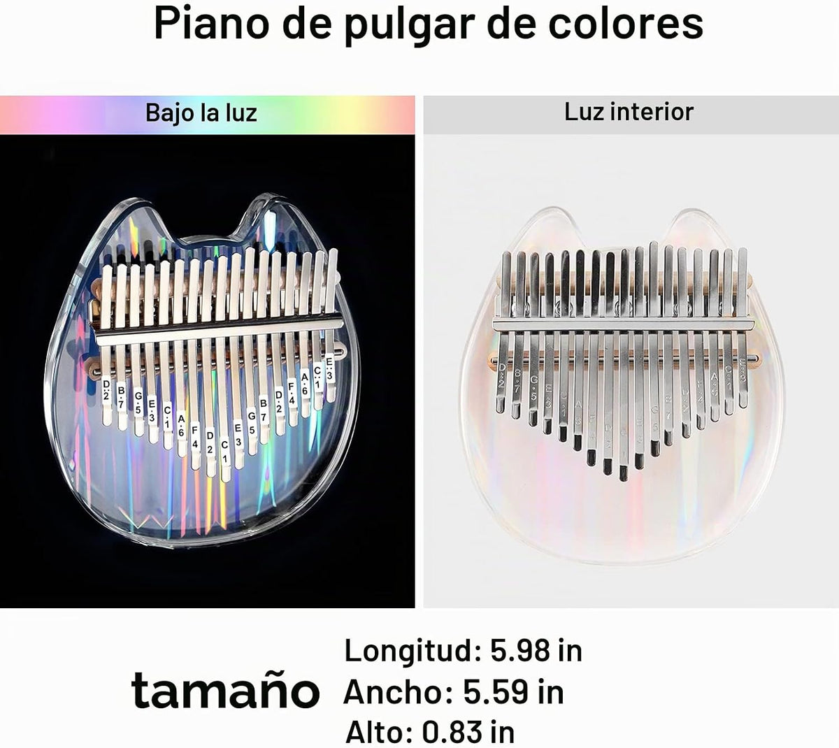 Beveetio Kalimba de Pulgar Transparente con Estuche Protector Eva,...