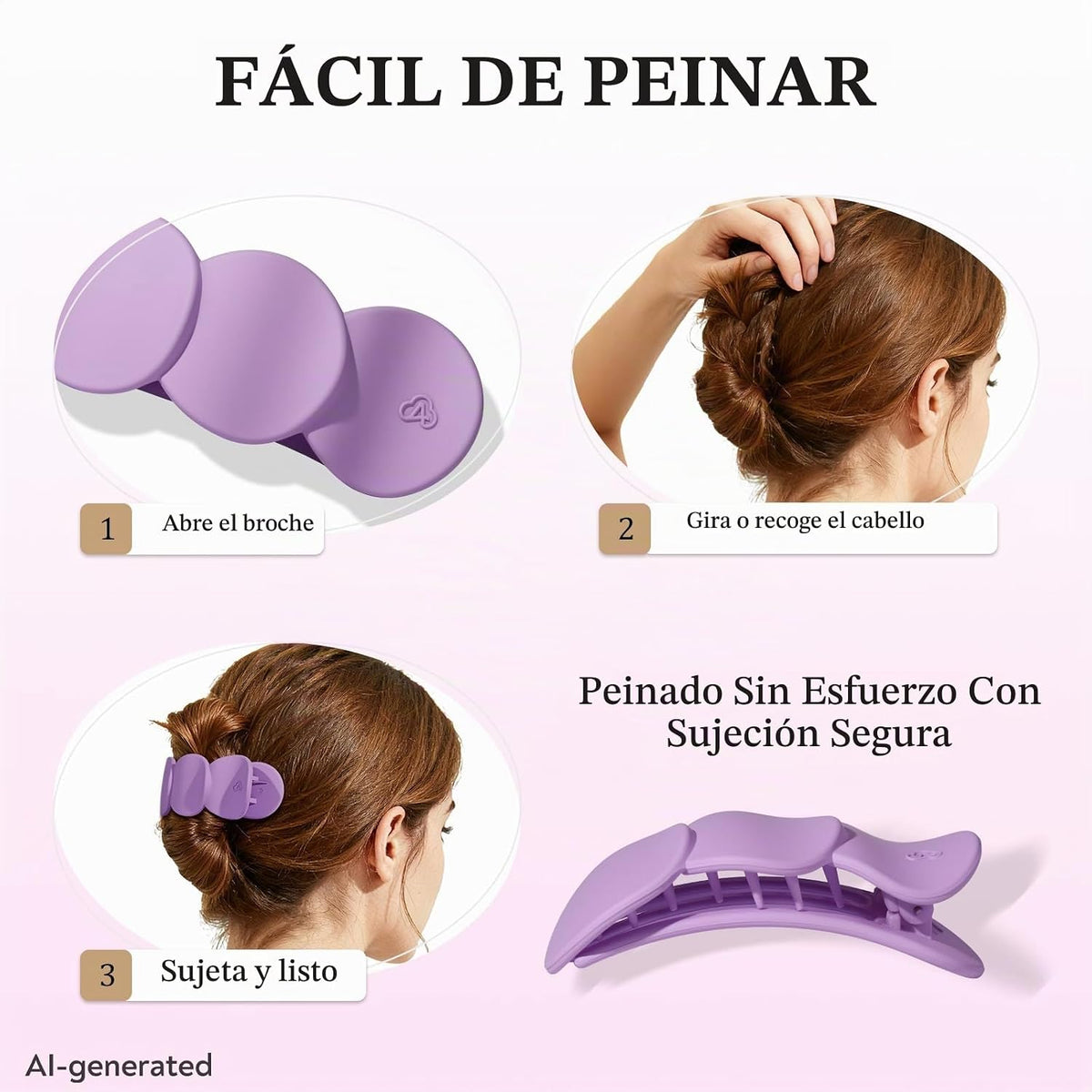 Amlaidu Pinzas de pelo planas medianas para mujer, pinzas de agarre...