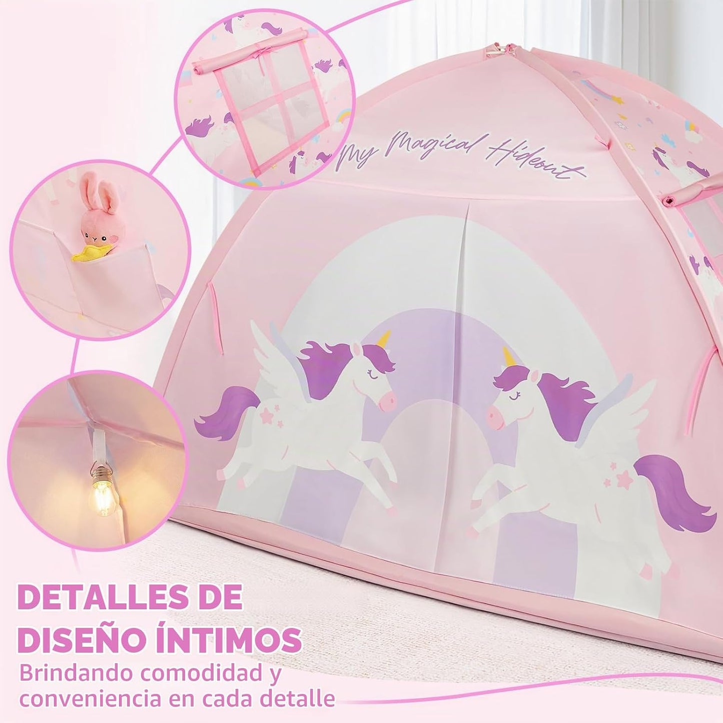 PIIKAGO Tienda de campaña de cama doble para niños, dosel de cama d...
