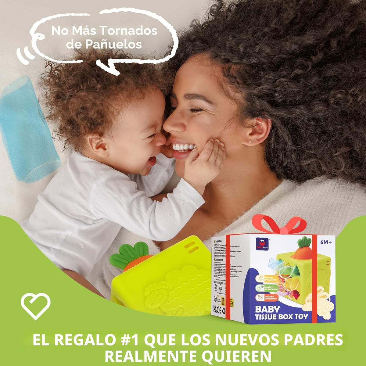 hahaland Caja de pañuelos de silicona para bebés de juguete - Jugue...