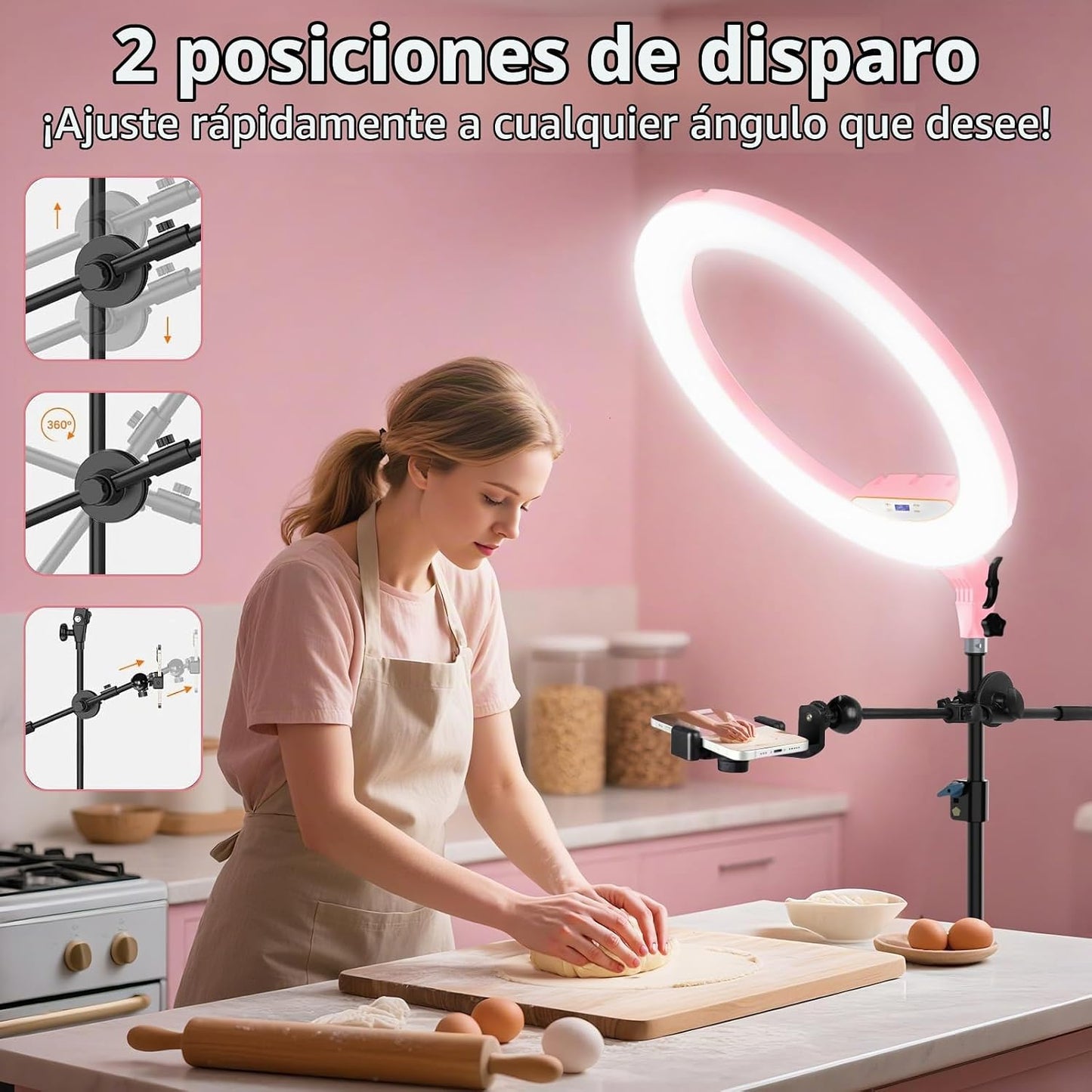 Kit de Luz de Anillo con Soporte de 22 Pulgadas: Luz de Anillo Prof...