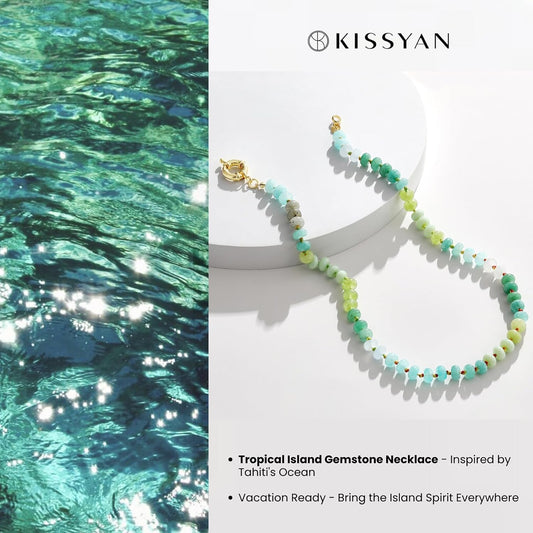 KissYan Collar de piedras preciosas con cuentas para mujer, gargant...