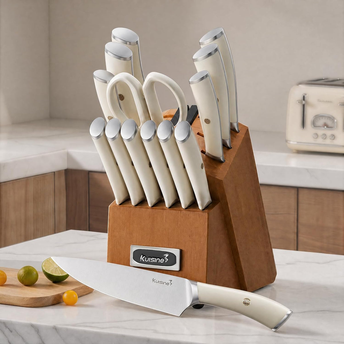 Juego de cuchillos de cocina Kuisine, hoja ultra afilada de acero i...