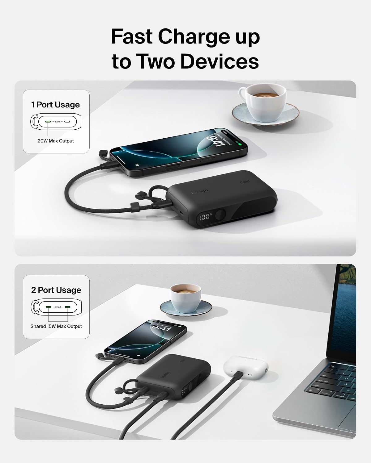 Belkin Cargador portátil, banco de energía USB-C delgado de 10,000...