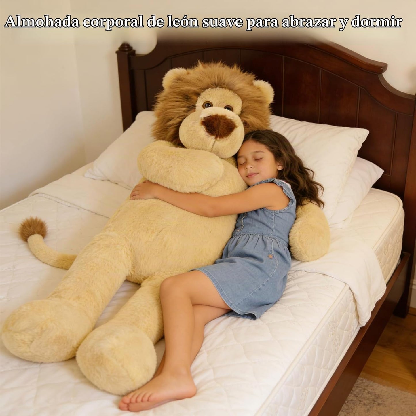 Tezituor Peluche de león gordo gigante de 4.3 pies, juguete de pelu...
