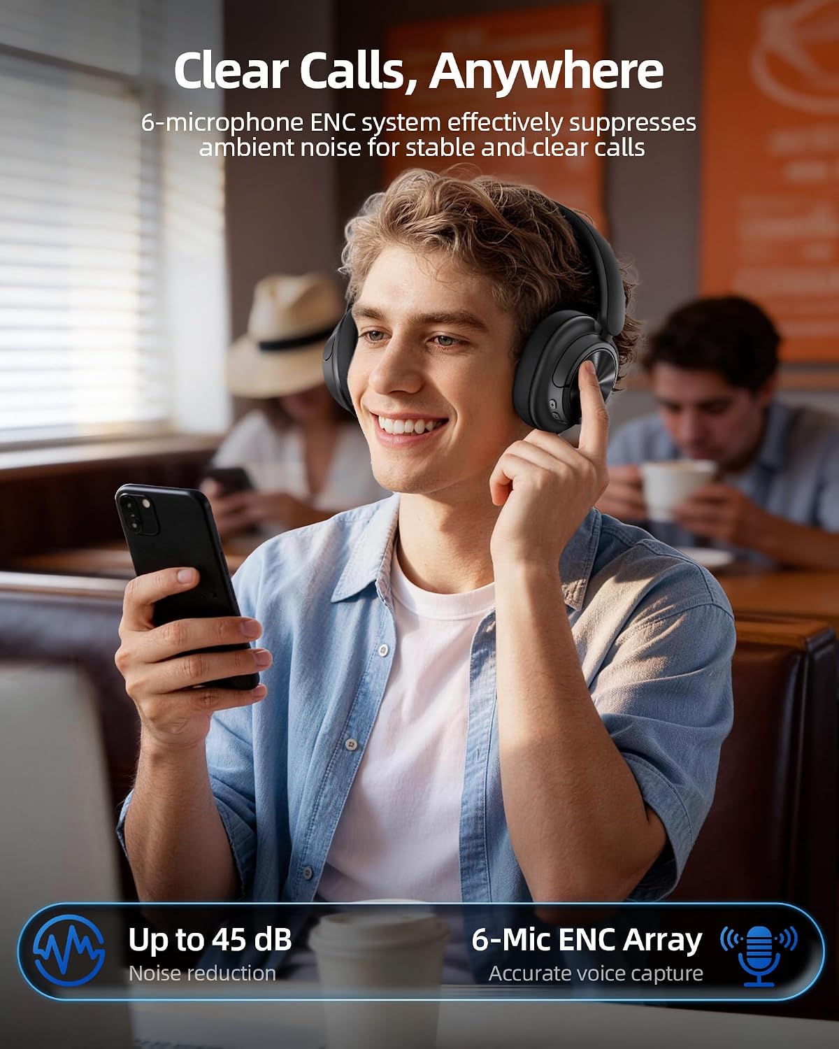 bmani Auriculares inalámbricos sobre la oreja de alta resolución de...