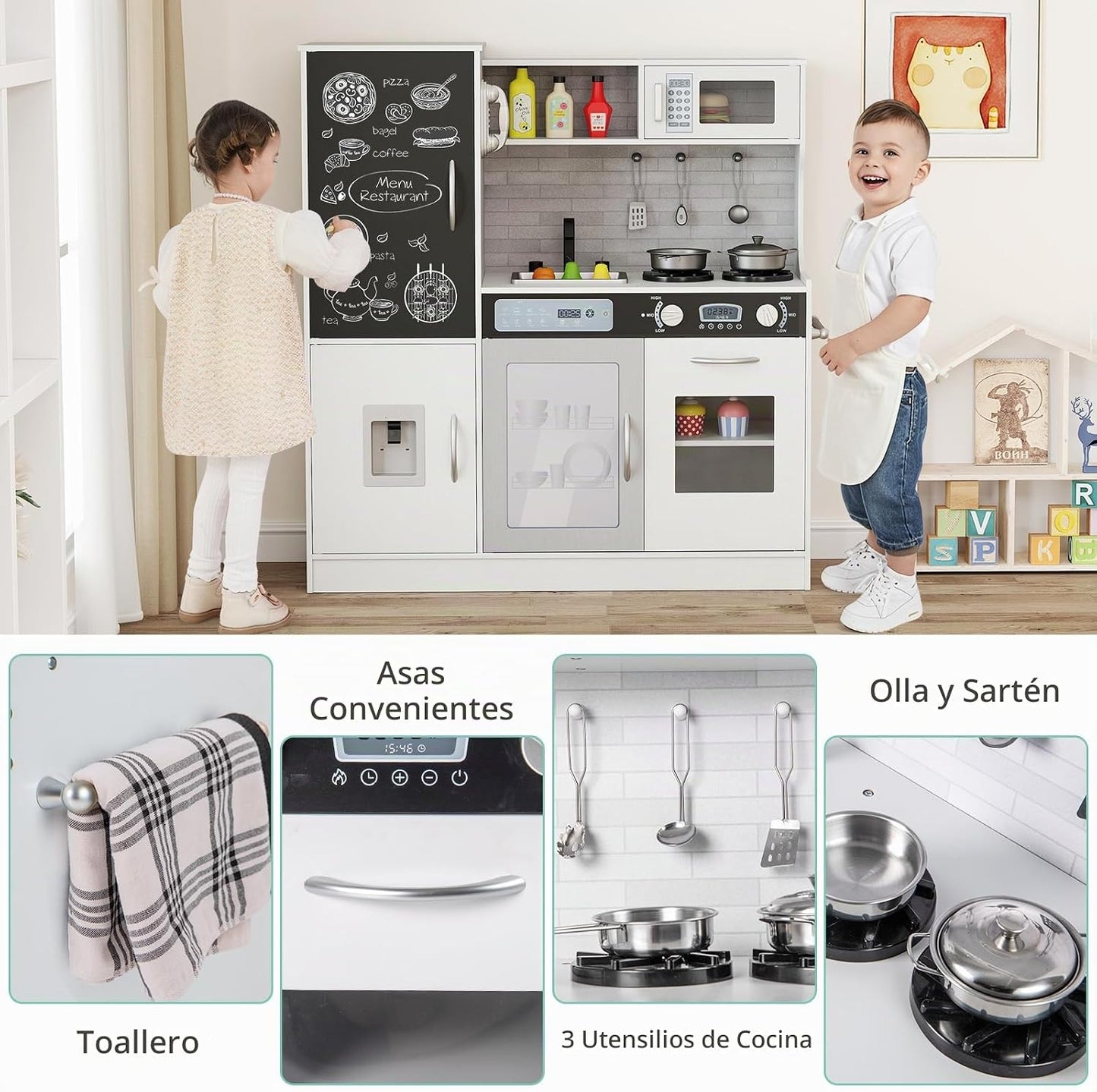 Costzon Juego de cocina para niños, gran juego de juguetes de cocin...