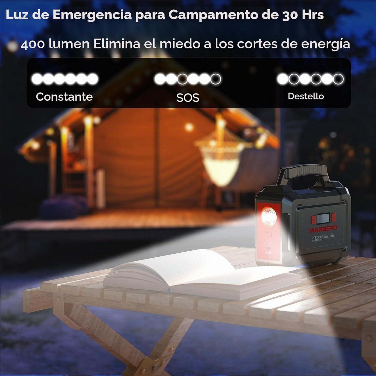 Estación de energía portátil MARBERO de 350W de pico, generador sol...