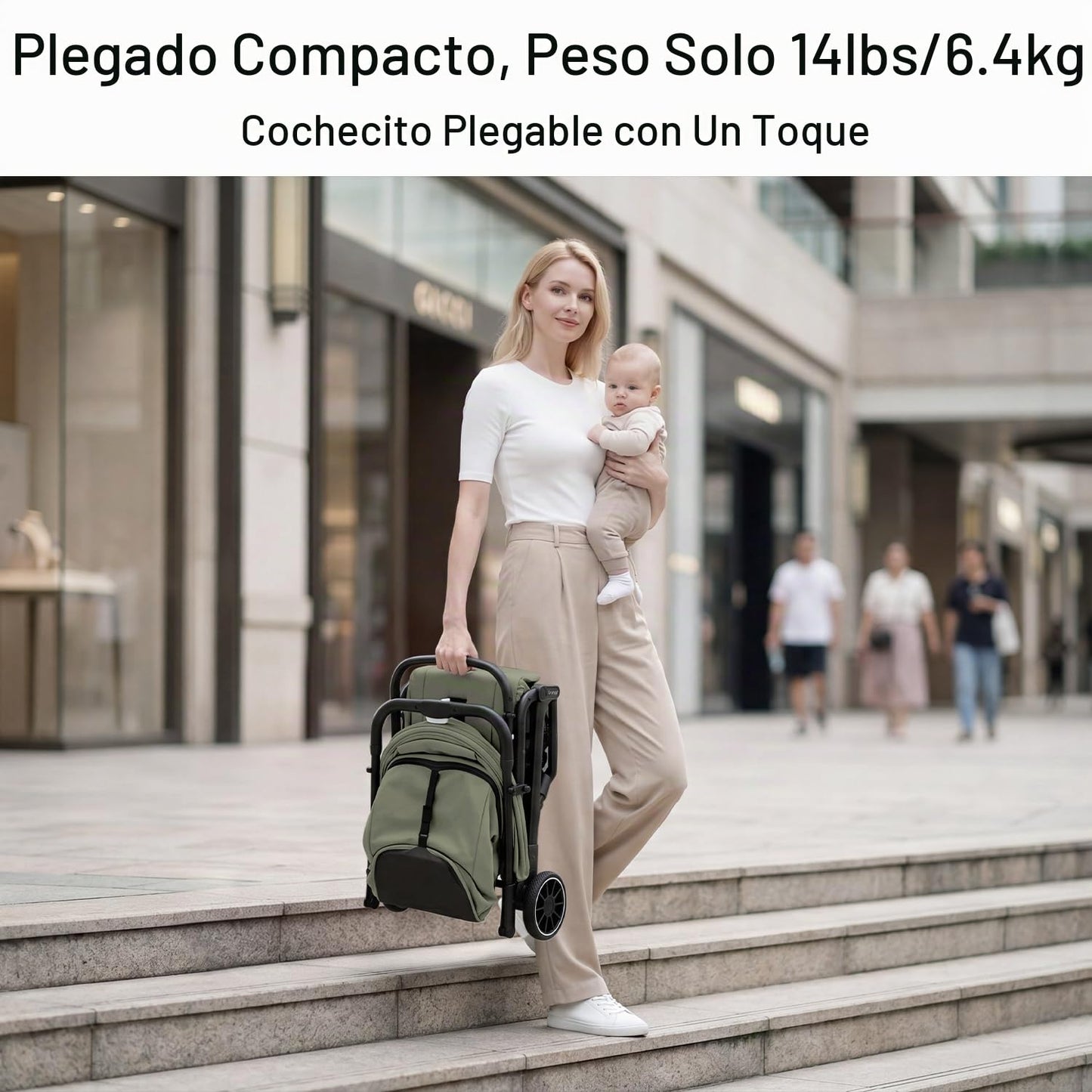 Gromast Cochecito de bebé plegable compacto, cochecito de viaje lig...