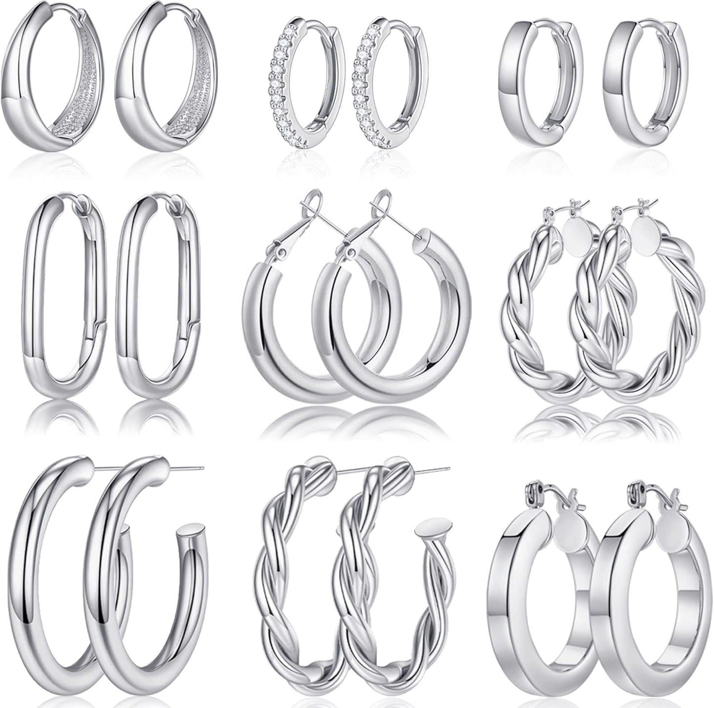 Yesteel 9 pares de arracadas de oro para mujer, chapadas en oro rea...