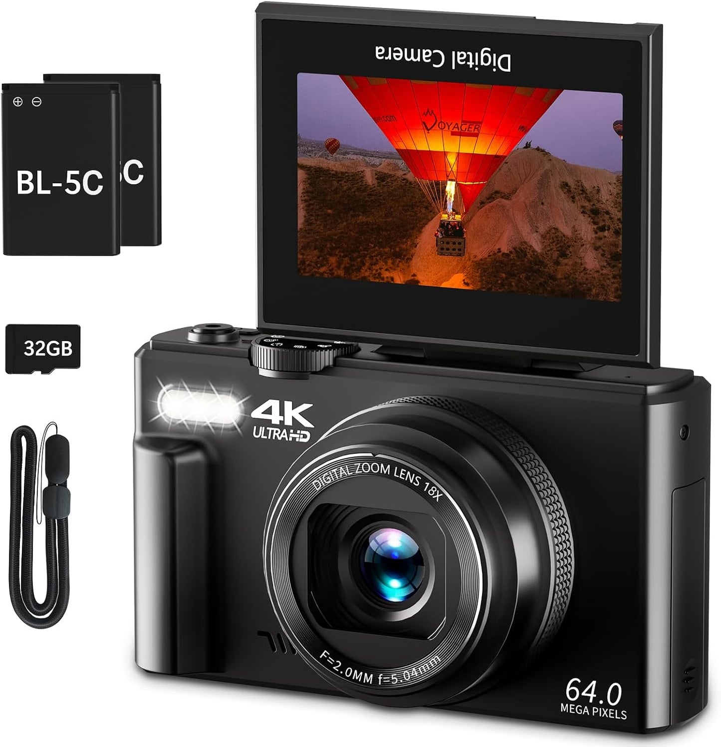 Cámara digital 4K para fotografía, cámara de vlogging de 64 MP con...