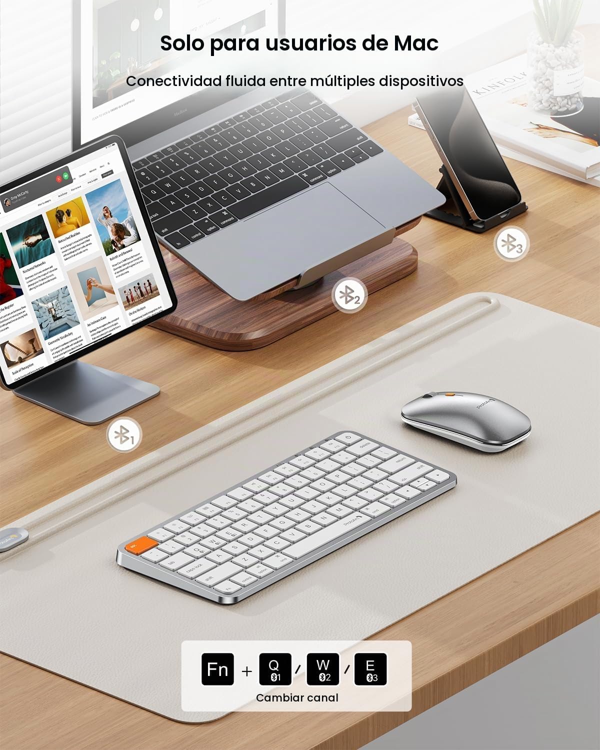 ProtoArc Teclado retroiluminado compacto Bluetooth y ratón para Mac...