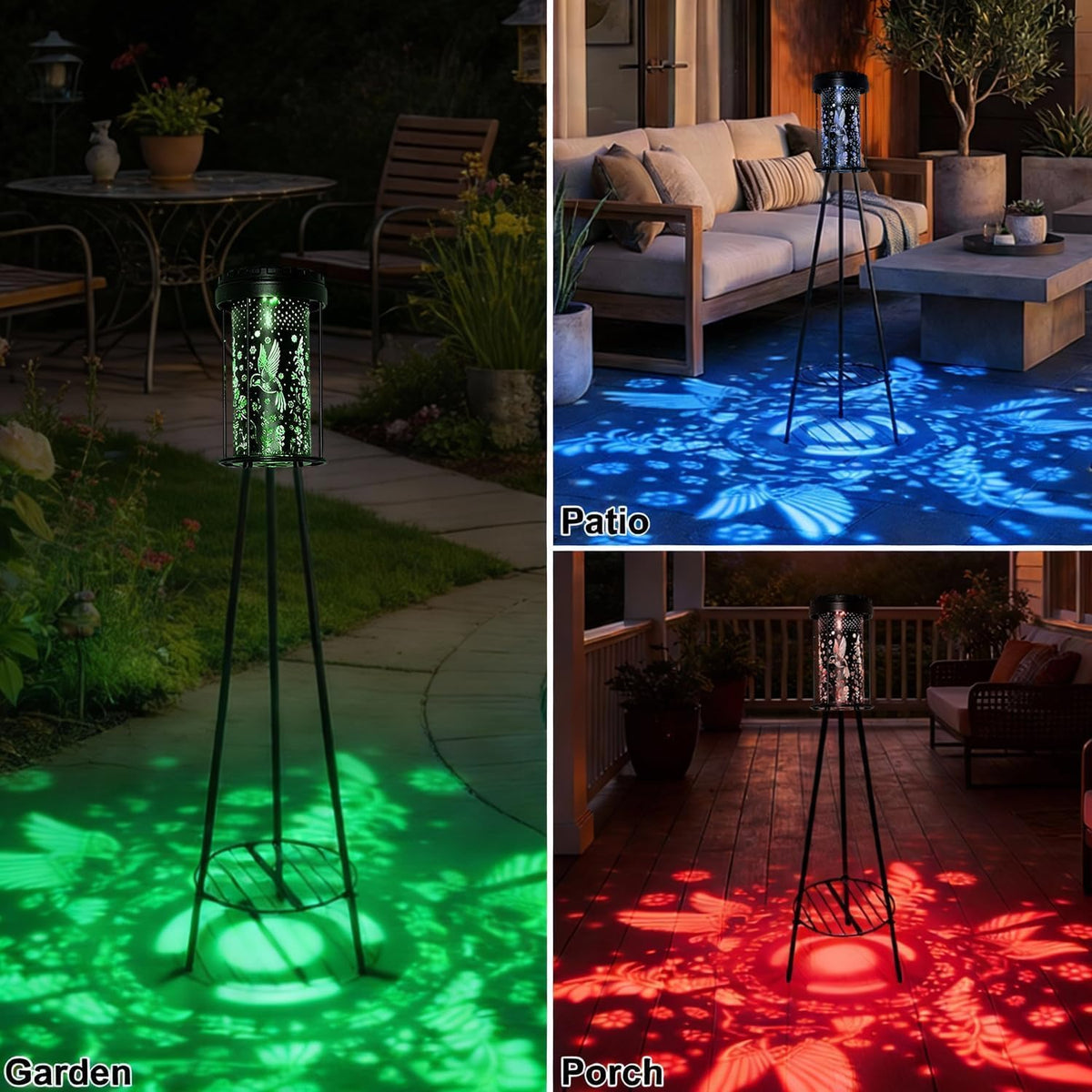 SendaLife Lámparas de pie solares para exterior RGB con cambio de c...