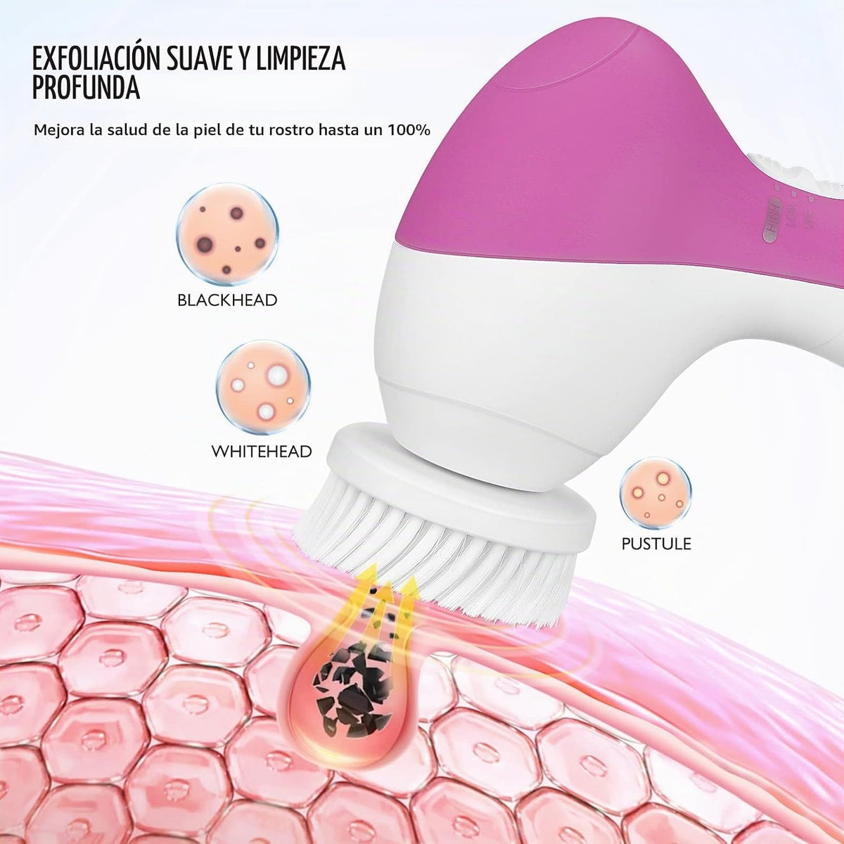 COSLUS Cepillo de limpieza facial Limpiador facial de silicona: Dis...