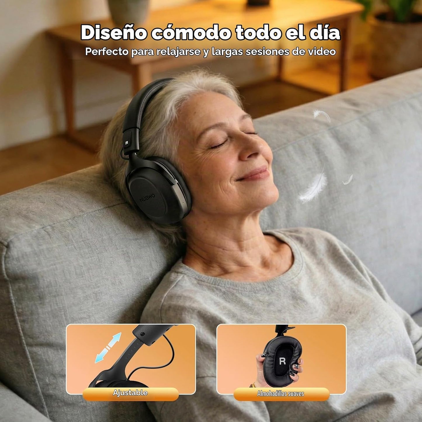 NUBWO Auriculares inalámbricos de TV para personas mayores con disc...