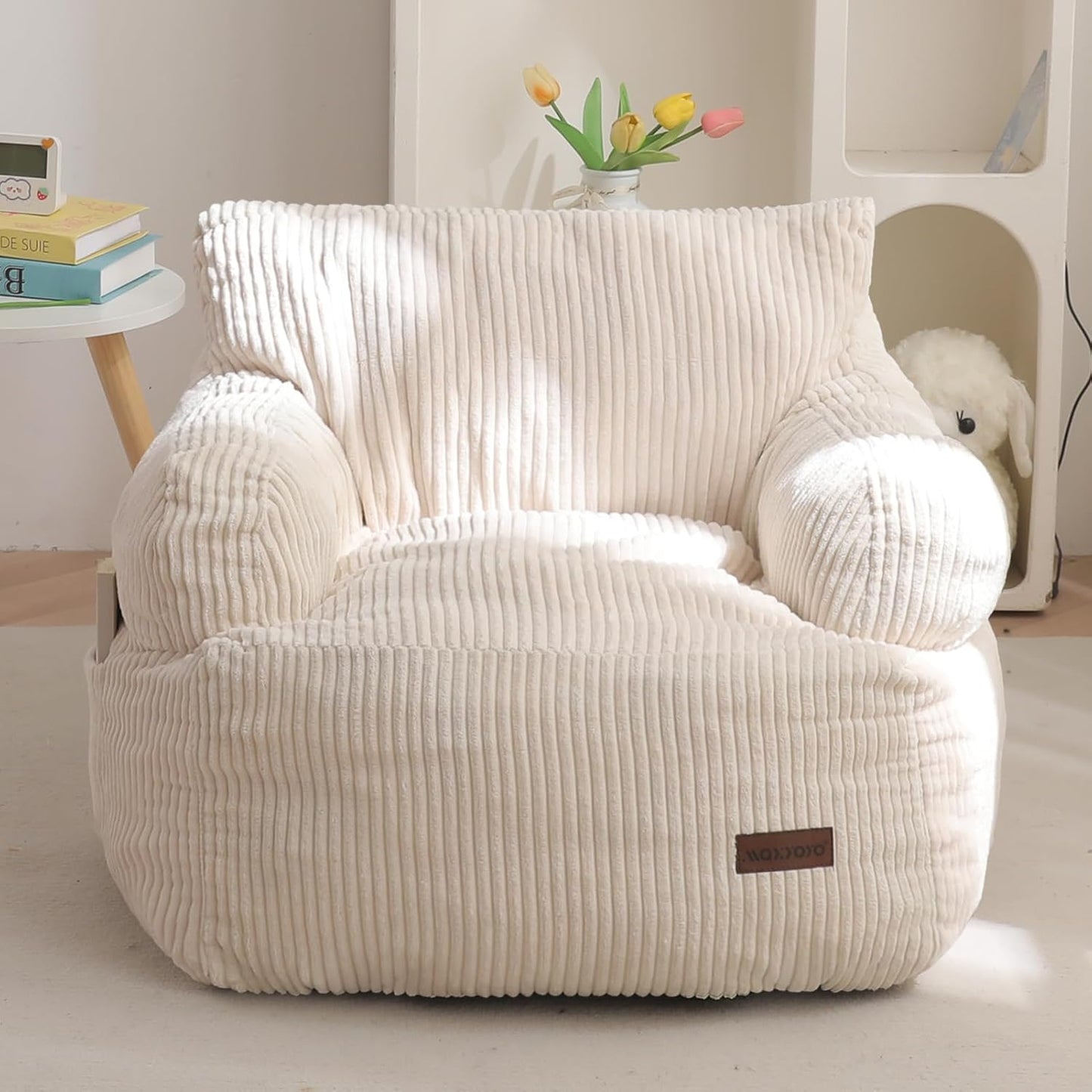 MAXYOYO - Puf para niños, sofá de puf de peluche, color beige, está...