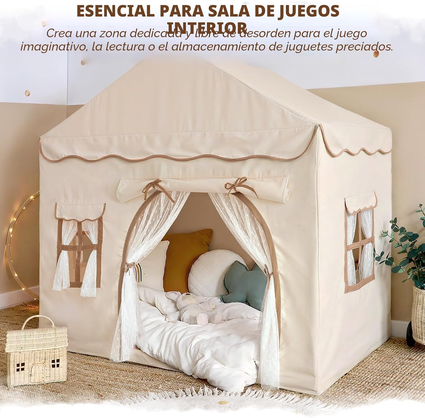 Tienda de campaña para niños con doble puerta castillo de juegos pa...