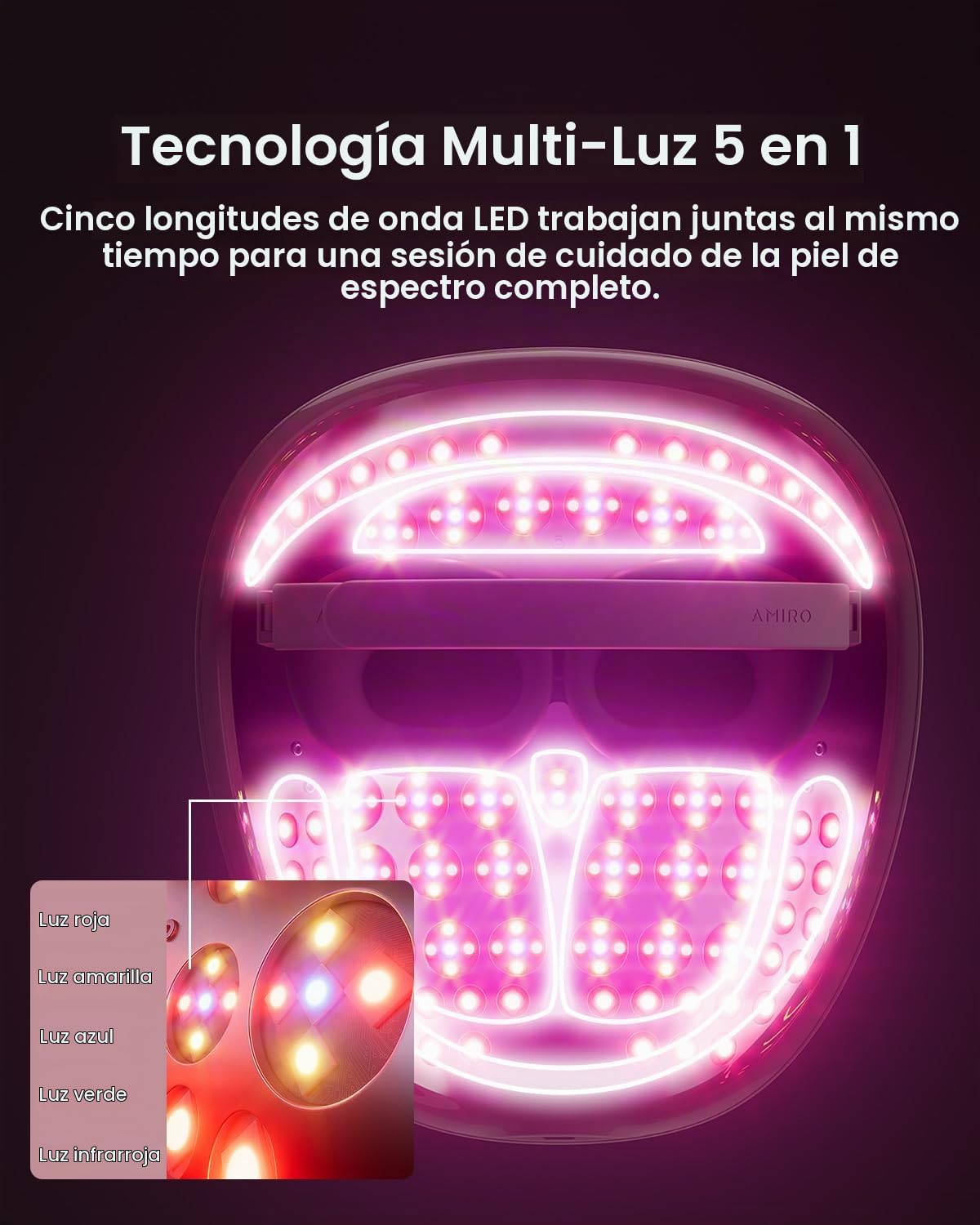 AMIRO Máscara facial ligera Spectra 5 en 1+suero facial PDRN 0.04 f...