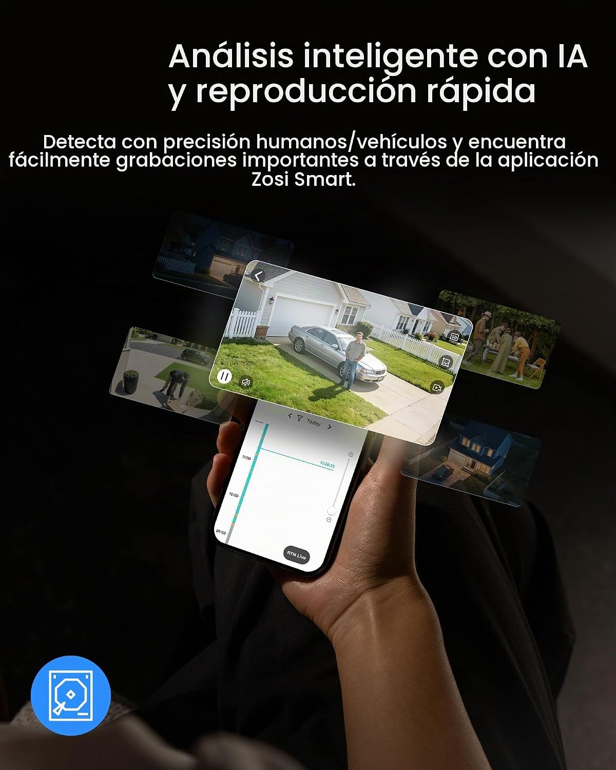 ZOSI Sistema de cámara de seguridad H.265+ para el hogar con detecc...