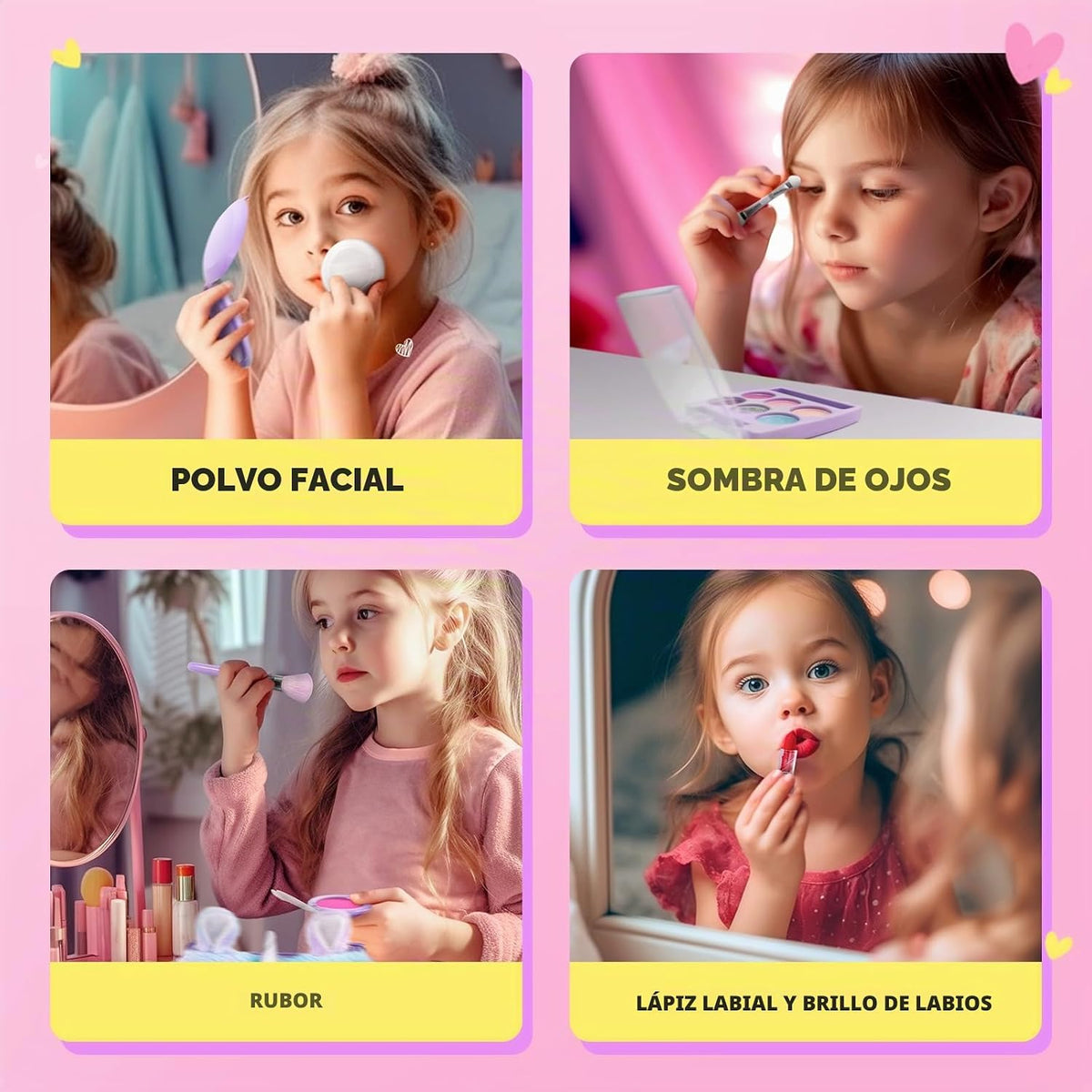 ULOVEME - Kit de maquillaje real para niñas pequeñas, juguete de ma...