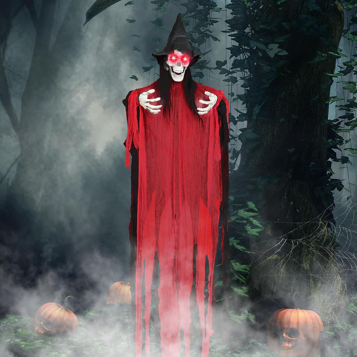 Decoraciones de Halloween de 74.8 pulgadas para exteriores, bruja e...
