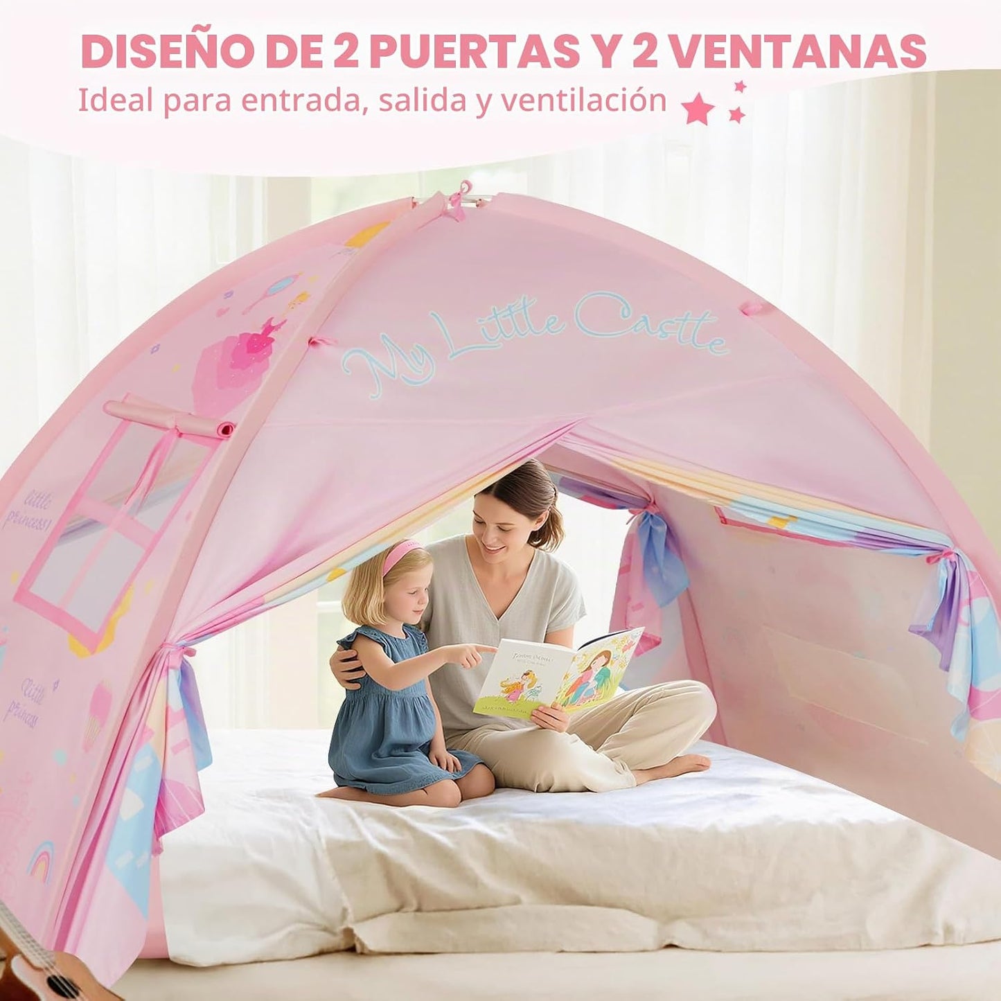 PIIKAGO Tienda de campaña de cama doble para niños, dosel de cama d...