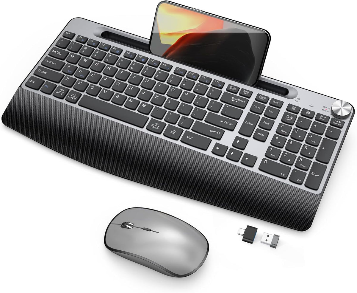 JOYACCESS Teclado y mouse inalámbricos, teclado inalámbrico ergonóm...