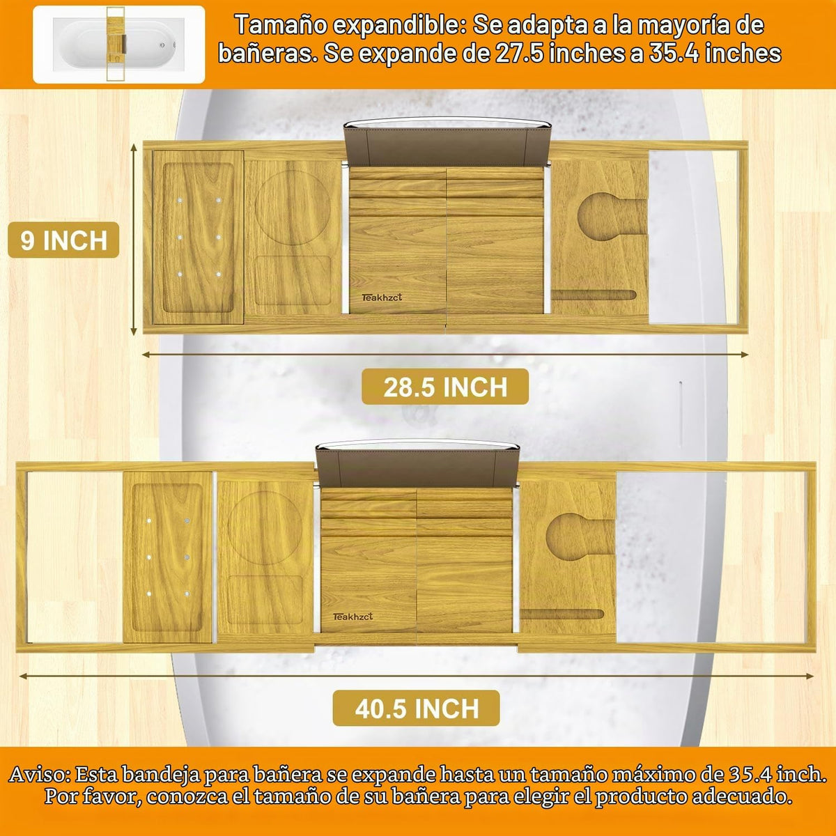 Accesorios de baño - Portavasos - Bandeja de bañera - Bandeja de ba...