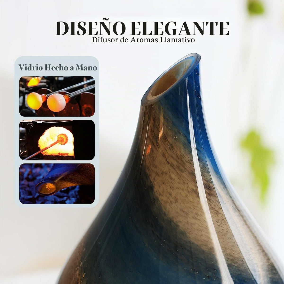 Porseme, difusor de aceite esencial de 280 ml, vidrio, cambia de co...