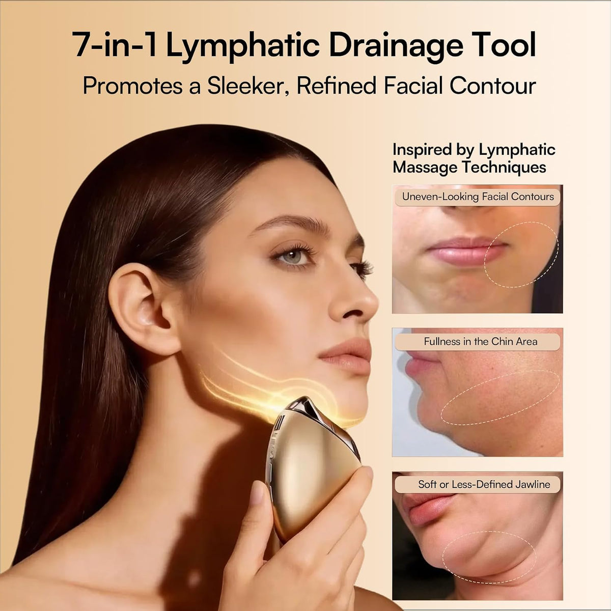 INIA 7 en 1 terapia de luz roja para cara y cuello Gua Sha herramie...