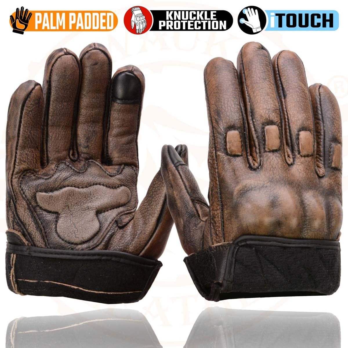 Milwaukee Leather MG7514 - Guantes de piel marrón para hombre, comp...