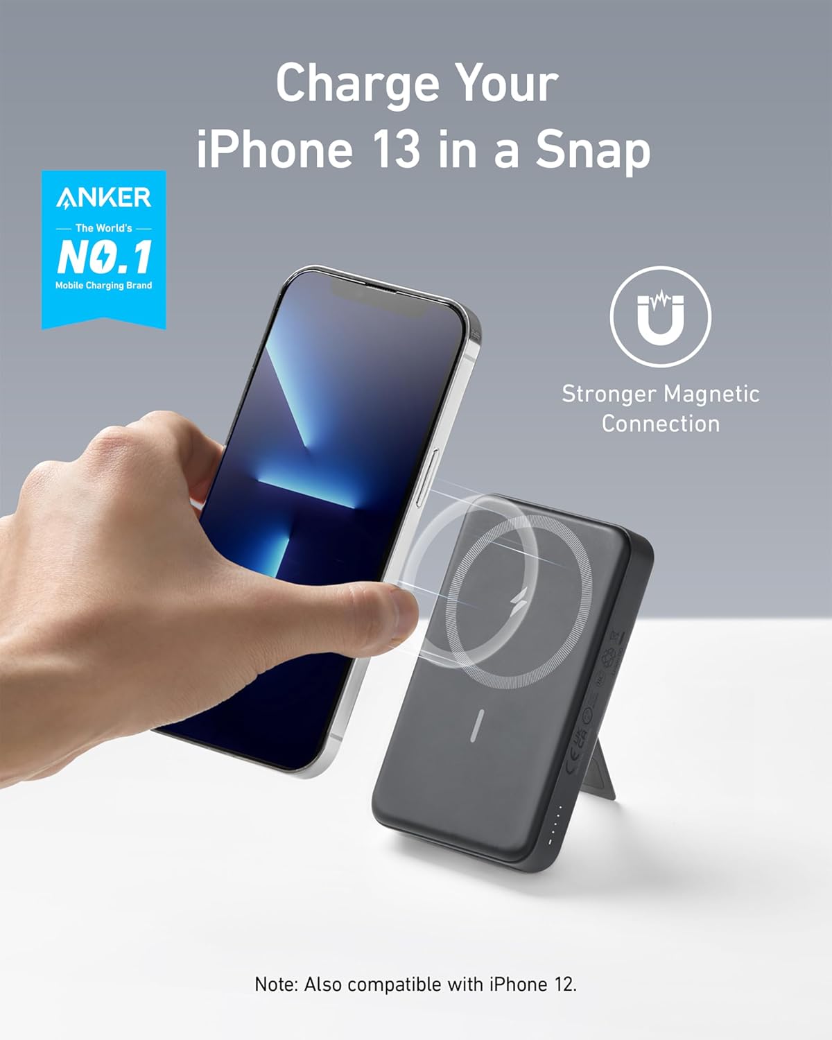Anker Banco de energía magnético 633 con soporte, cargador portátil...