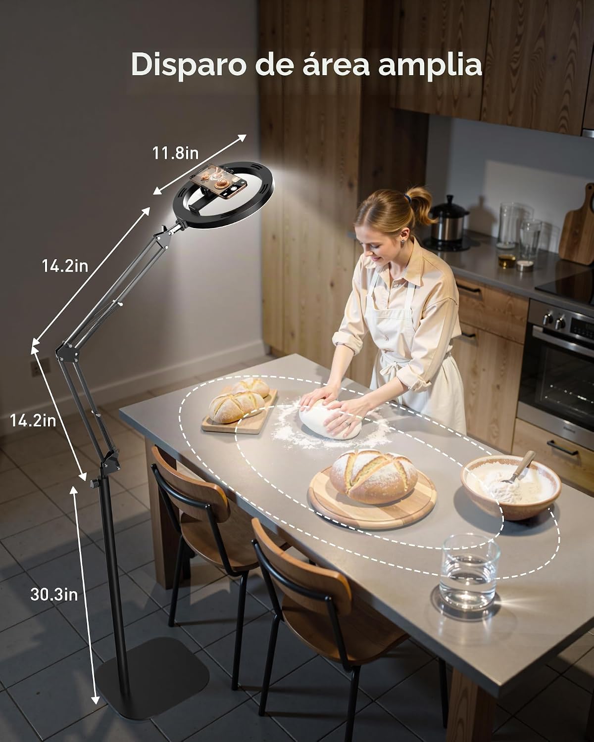 LUXSURE Trípode para iPhone con Luz, 71" Soporte de Teléfono Aé...