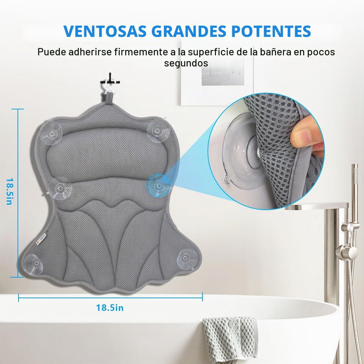 Almohadas de baño REEZEIVI para tina, almohada de baño con 6 ventos...