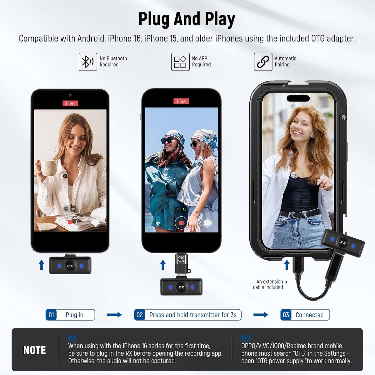NEEWER Sistema de Micrófono Lavalier Inalámbrico Compatible con iPh...