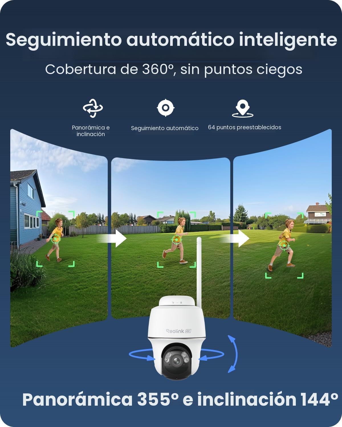 REOLINK Argus PT Ultra 4K - Cámara de seguridad solar para exterior...