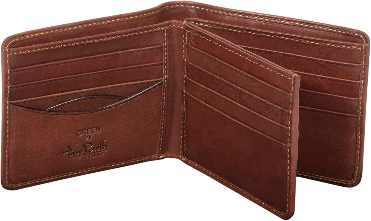 Tony Perotti Billetera plegable de cuero italiano para hombre con t...