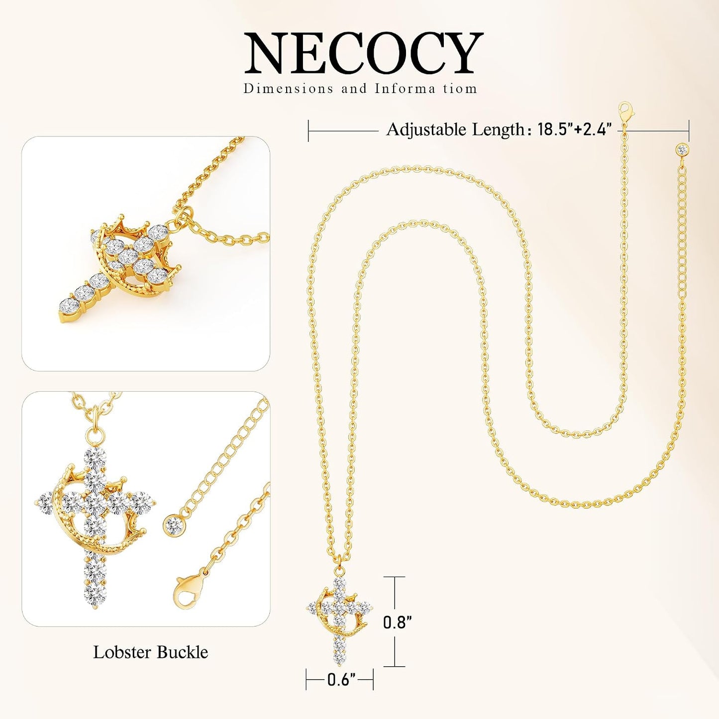 NECOCY Regalos de Pascua, collares mejorados con cruz de corona par...