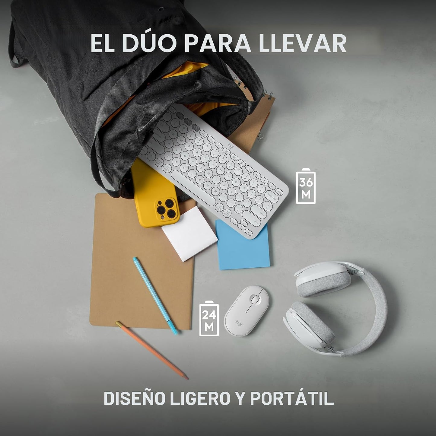 Logitech Pebble 2 Combo de teclado y mouse inalámbricos silenciosos...