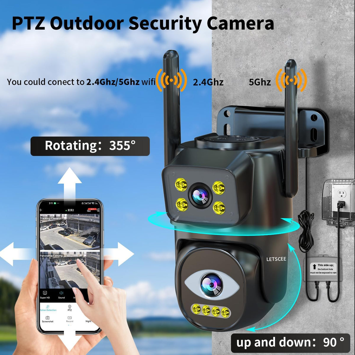 Cámaras de seguridad WiFi para exteriores, cámaras 5G\/2.4G para se...
