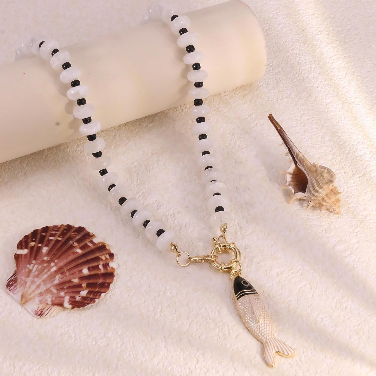 GLRITY Collares bohemios de peces con cuentas para mujer, collar de...