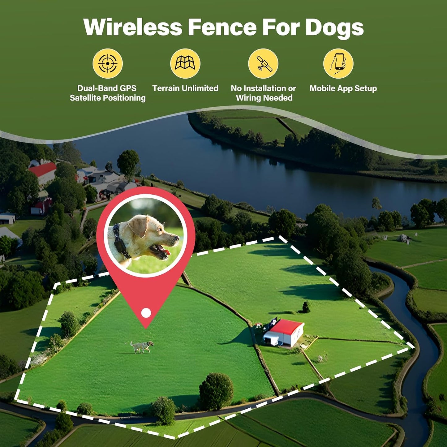 Sistema de valla inalámbrica GPS para collar de perro, control de a...