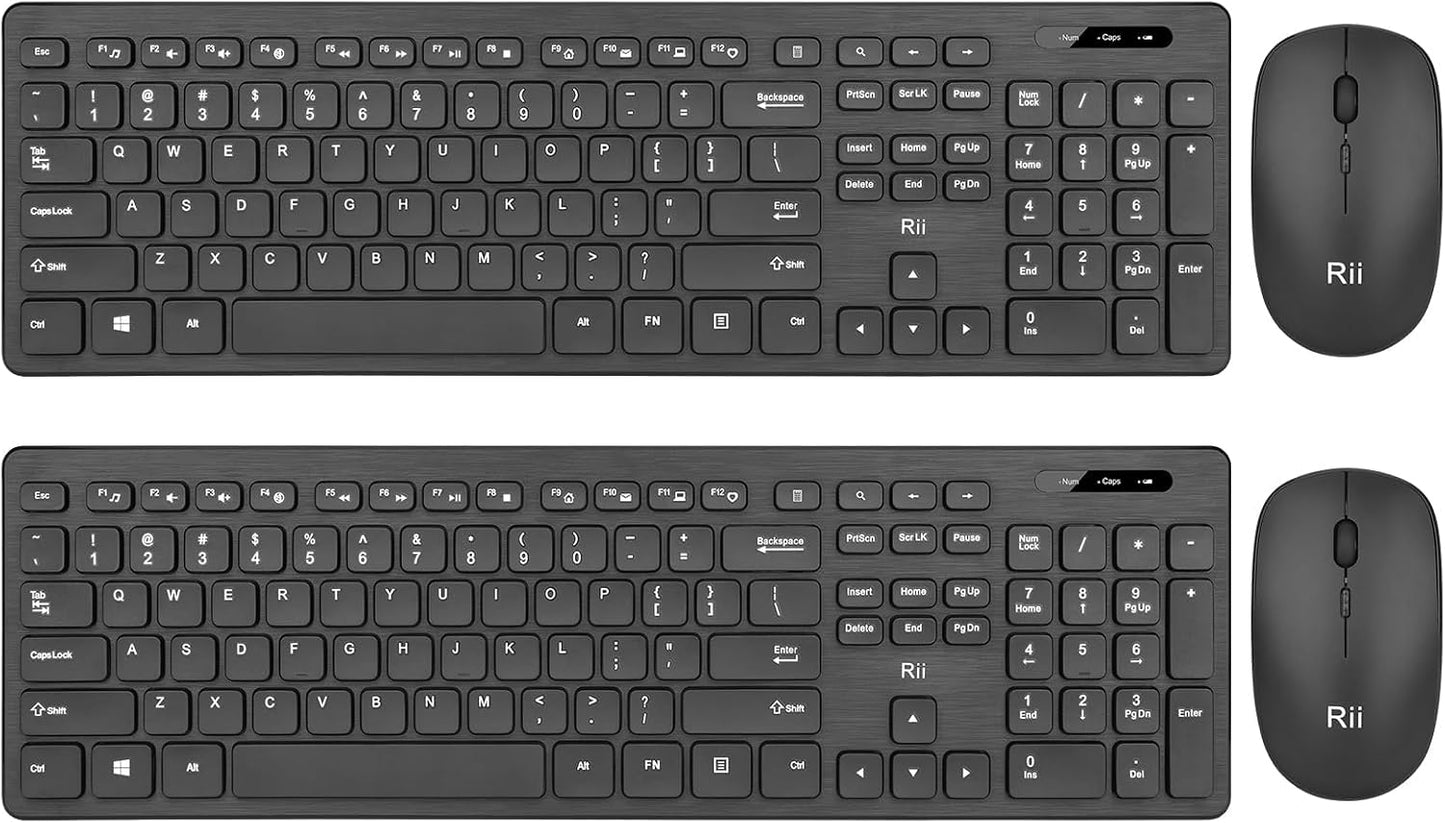Combo de teclado y mouse inalámbricos, teclado estándar Rii para co...